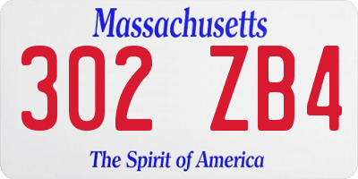 MA license plate 302ZB4