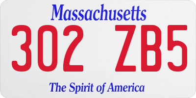 MA license plate 302ZB5
