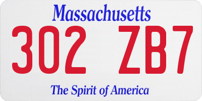 MA license plate 302ZB7