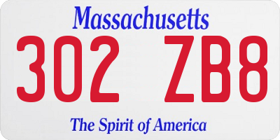 MA license plate 302ZB8