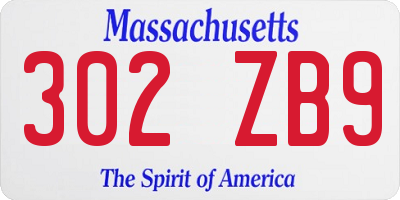 MA license plate 302ZB9