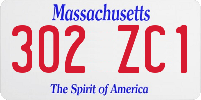 MA license plate 302ZC1