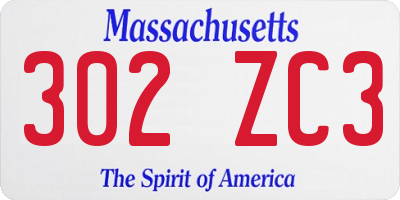 MA license plate 302ZC3