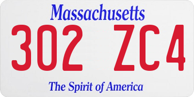 MA license plate 302ZC4