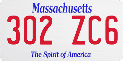 MA license plate 302ZC6