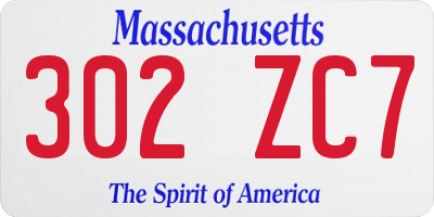 MA license plate 302ZC7