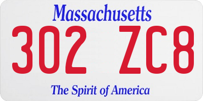 MA license plate 302ZC8