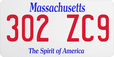 MA license plate 302ZC9