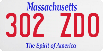 MA license plate 302ZD0
