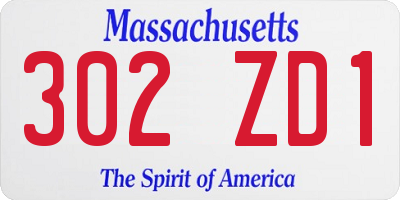 MA license plate 302ZD1