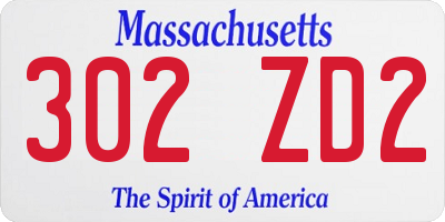 MA license plate 302ZD2