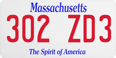 MA license plate 302ZD3