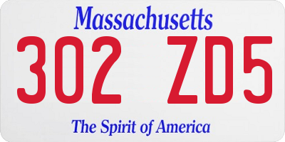 MA license plate 302ZD5