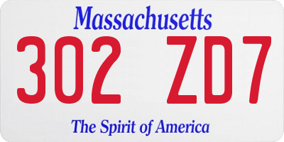 MA license plate 302ZD7