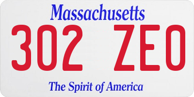 MA license plate 302ZE0