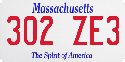 MA license plate 302ZE3
