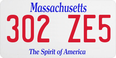 MA license plate 302ZE5