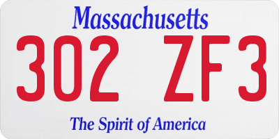 MA license plate 302ZF3