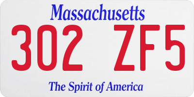 MA license plate 302ZF5