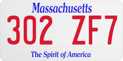 MA license plate 302ZF7