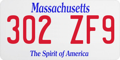 MA license plate 302ZF9