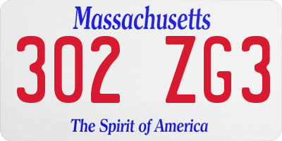 MA license plate 302ZG3