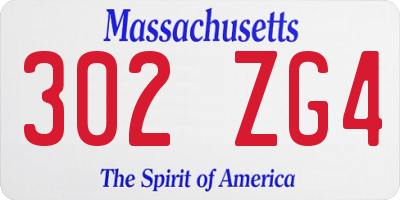 MA license plate 302ZG4