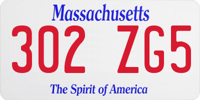 MA license plate 302ZG5