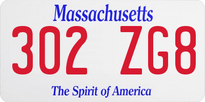 MA license plate 302ZG8