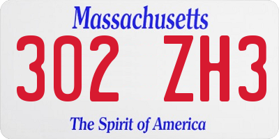 MA license plate 302ZH3