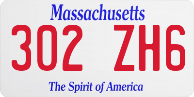 MA license plate 302ZH6