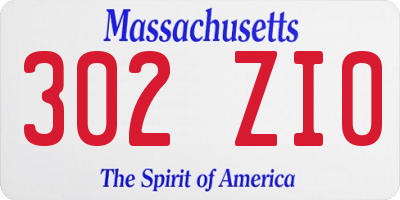 MA license plate 302ZI0