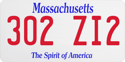 MA license plate 302ZI2