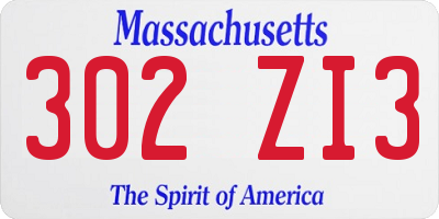 MA license plate 302ZI3