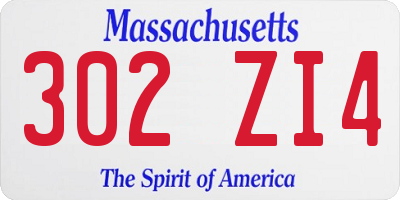 MA license plate 302ZI4