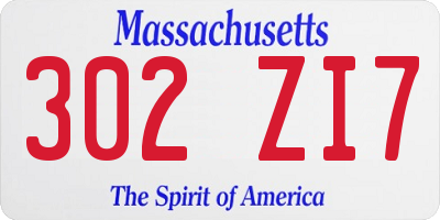 MA license plate 302ZI7
