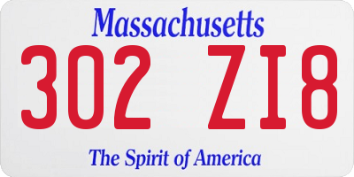 MA license plate 302ZI8