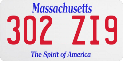 MA license plate 302ZI9