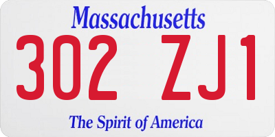 MA license plate 302ZJ1