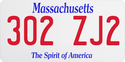 MA license plate 302ZJ2
