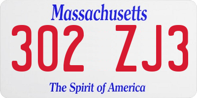 MA license plate 302ZJ3