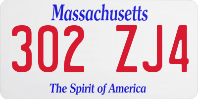 MA license plate 302ZJ4