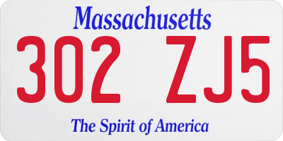 MA license plate 302ZJ5