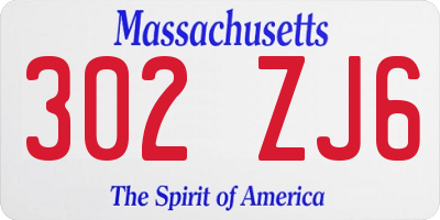 MA license plate 302ZJ6