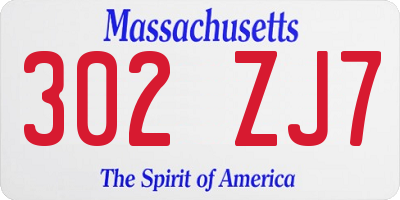 MA license plate 302ZJ7