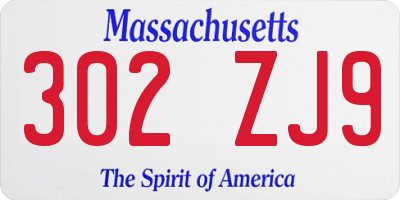 MA license plate 302ZJ9