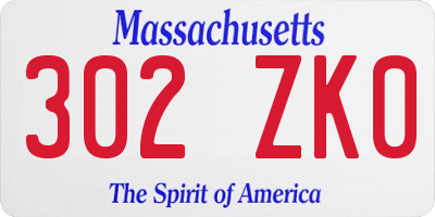 MA license plate 302ZK0
