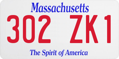 MA license plate 302ZK1