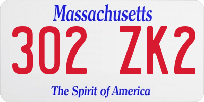 MA license plate 302ZK2