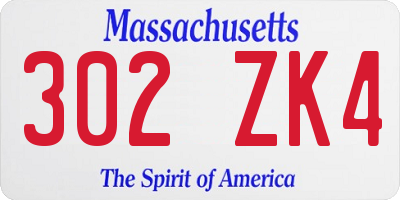 MA license plate 302ZK4
